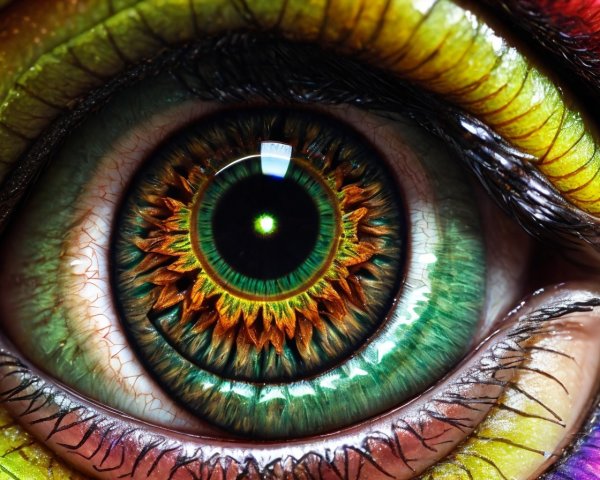 Colorful Eyeshadow Makeup Enhances Human Eye Details