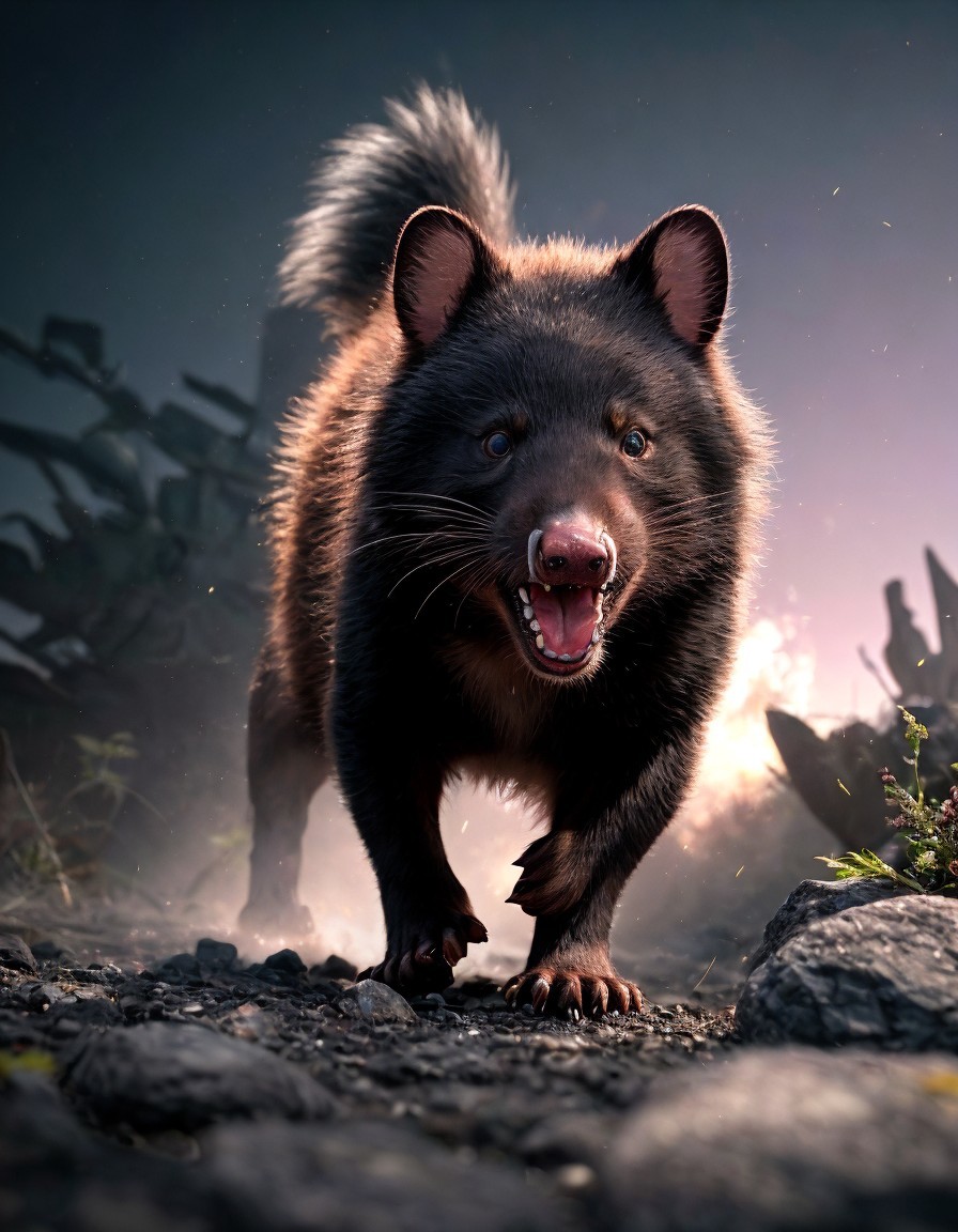 Digital Artwork of a Menacing Tasmanian Devil