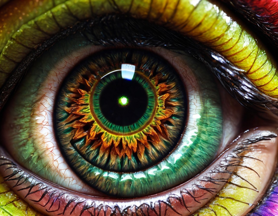 Colorful Eyeshadow Makeup Enhances Human Eye Details