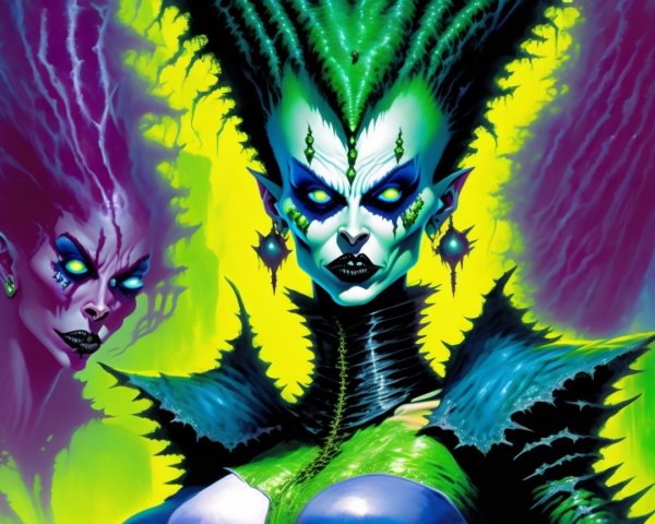 Vivid Illustration of a Menacing Female Figure