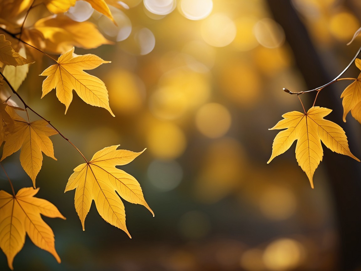 Vibrant Golden-Yellow Autumn Leaves with Soft Focus