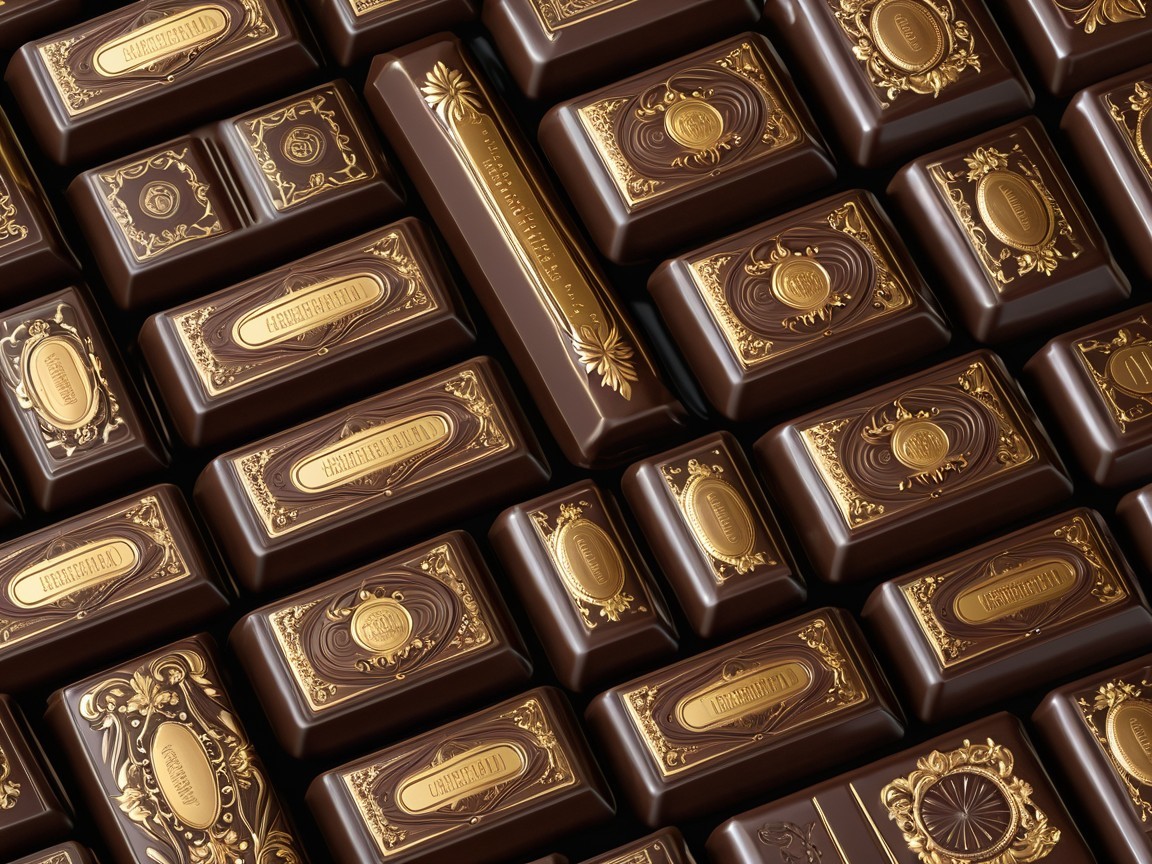 Assortment of Luxurious Chocolate Bars with Golden Designs