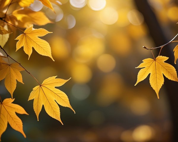 Vibrant Golden-Yellow Autumn Leaves with Soft Focus