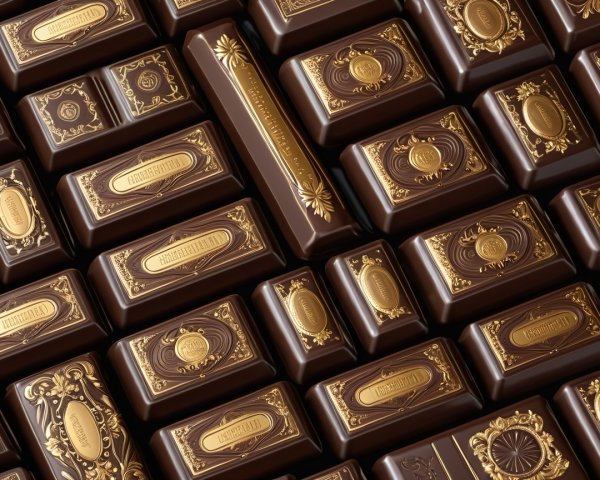 Assortment of Luxurious Chocolate Bars with Golden Designs