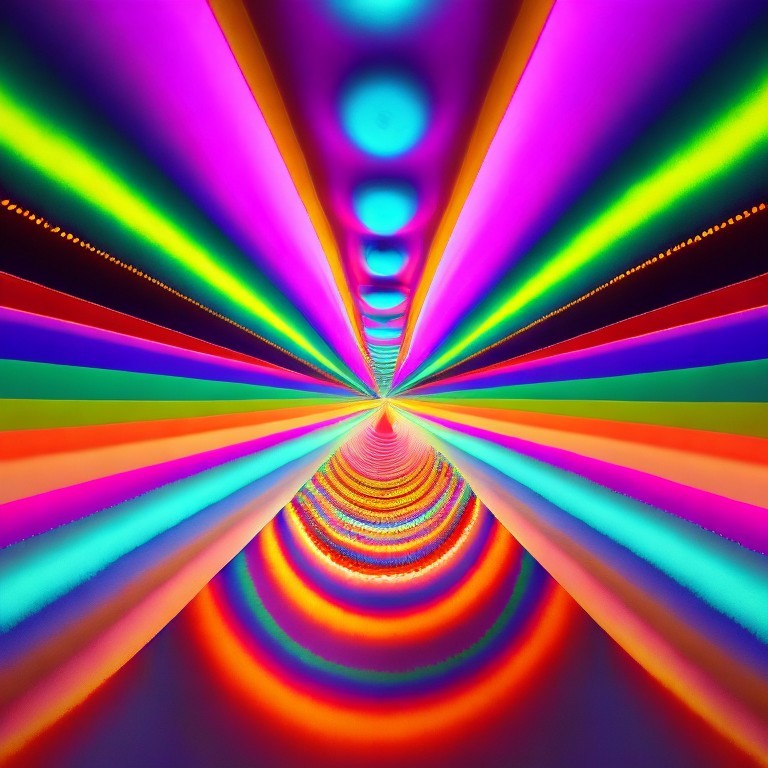 Vibrant Tunnel of Light with Colorful Patterns