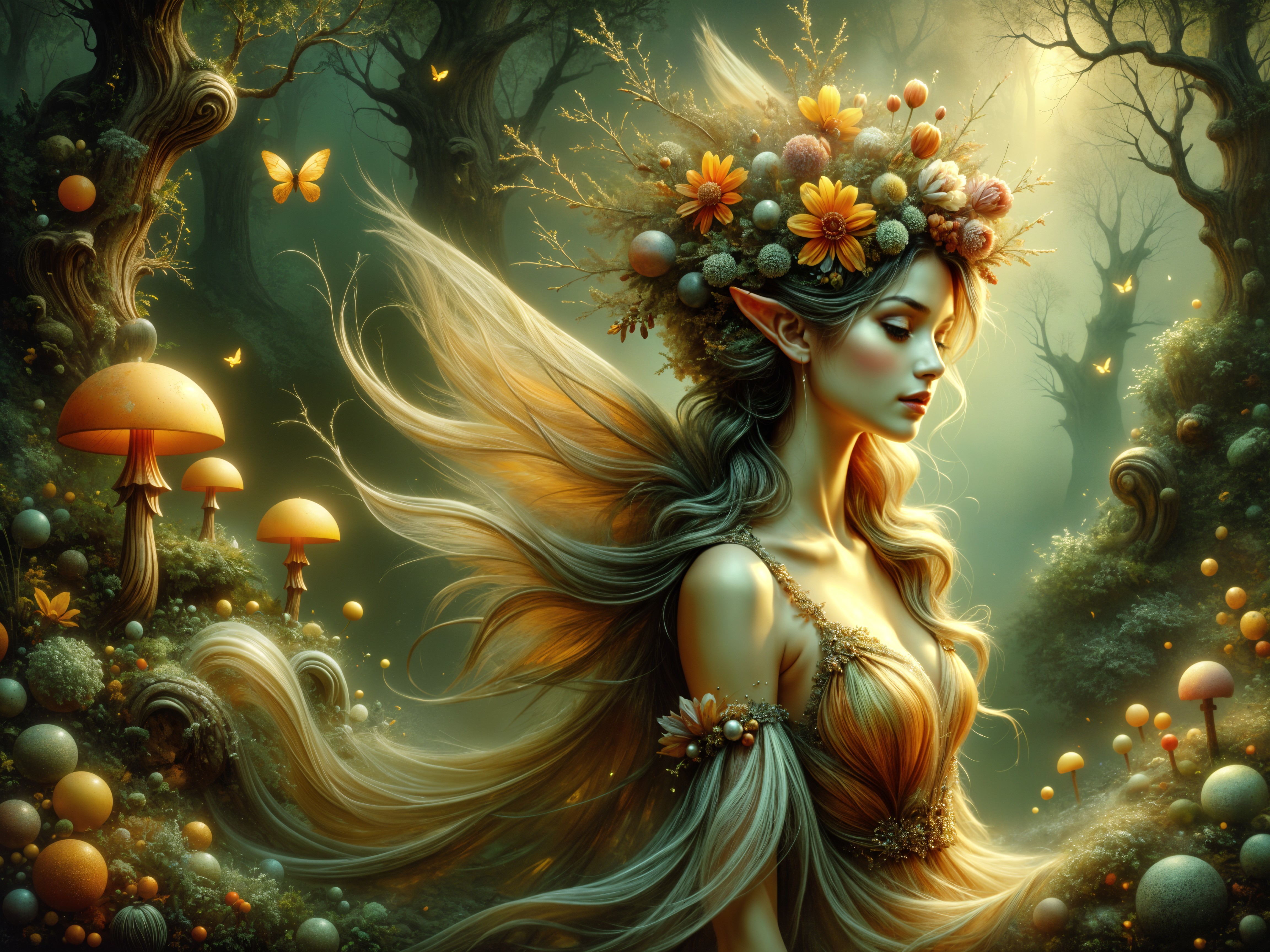 Fairy in a Mystical Forest with Ethereal Light