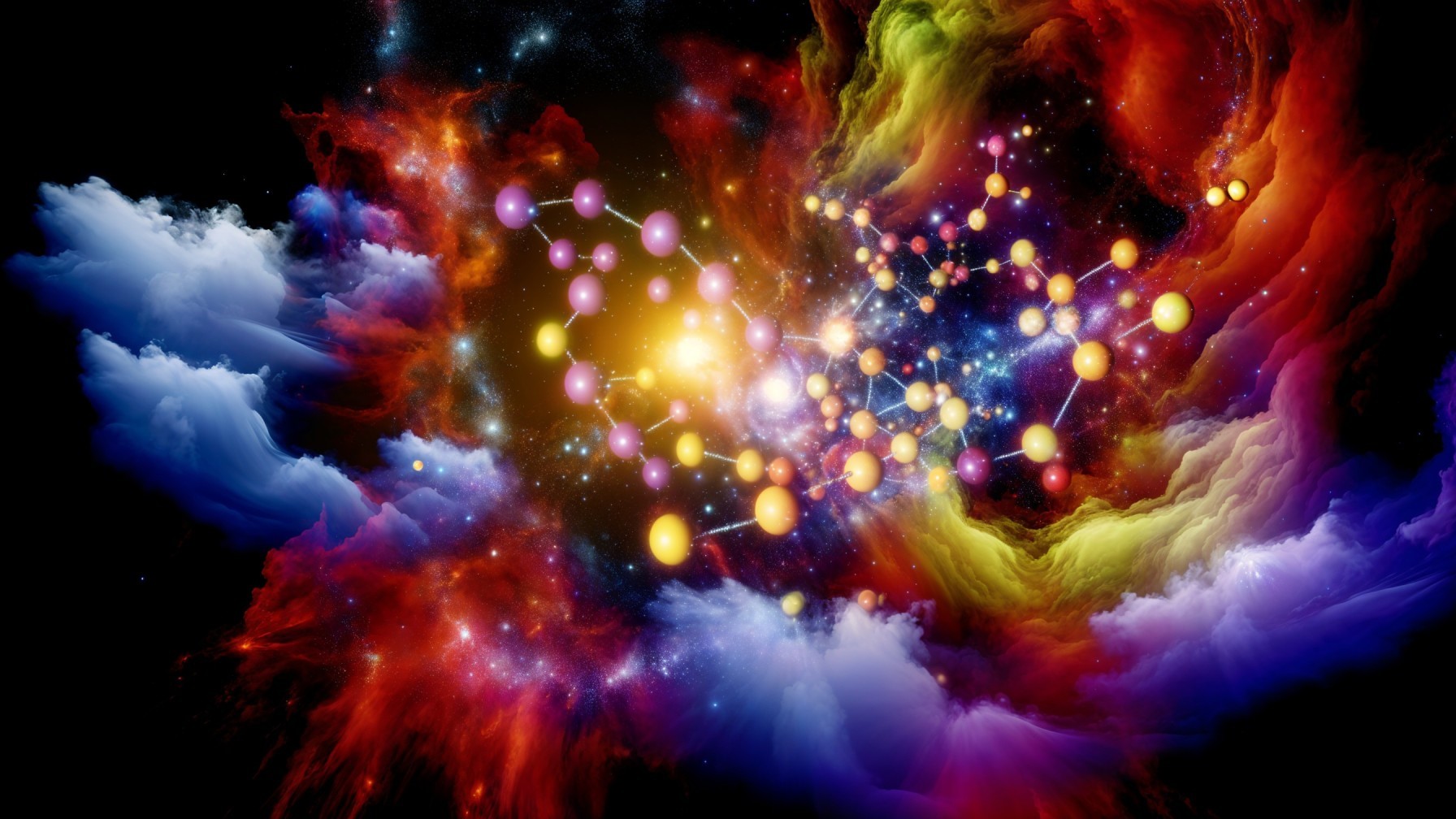 Vibrant Cosmic Nebula in Deep Colors and Stars