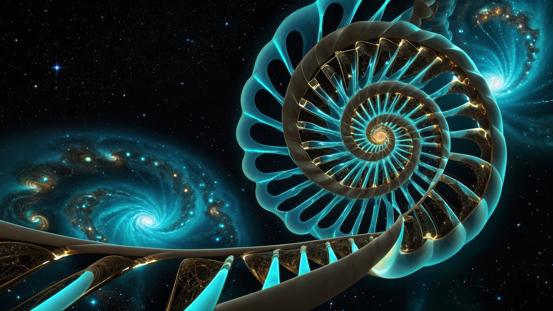Luminous Spiral Structure Against Cosmic Backdrop