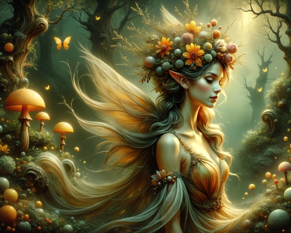 Fairy in a Mystical Forest with Ethereal Light