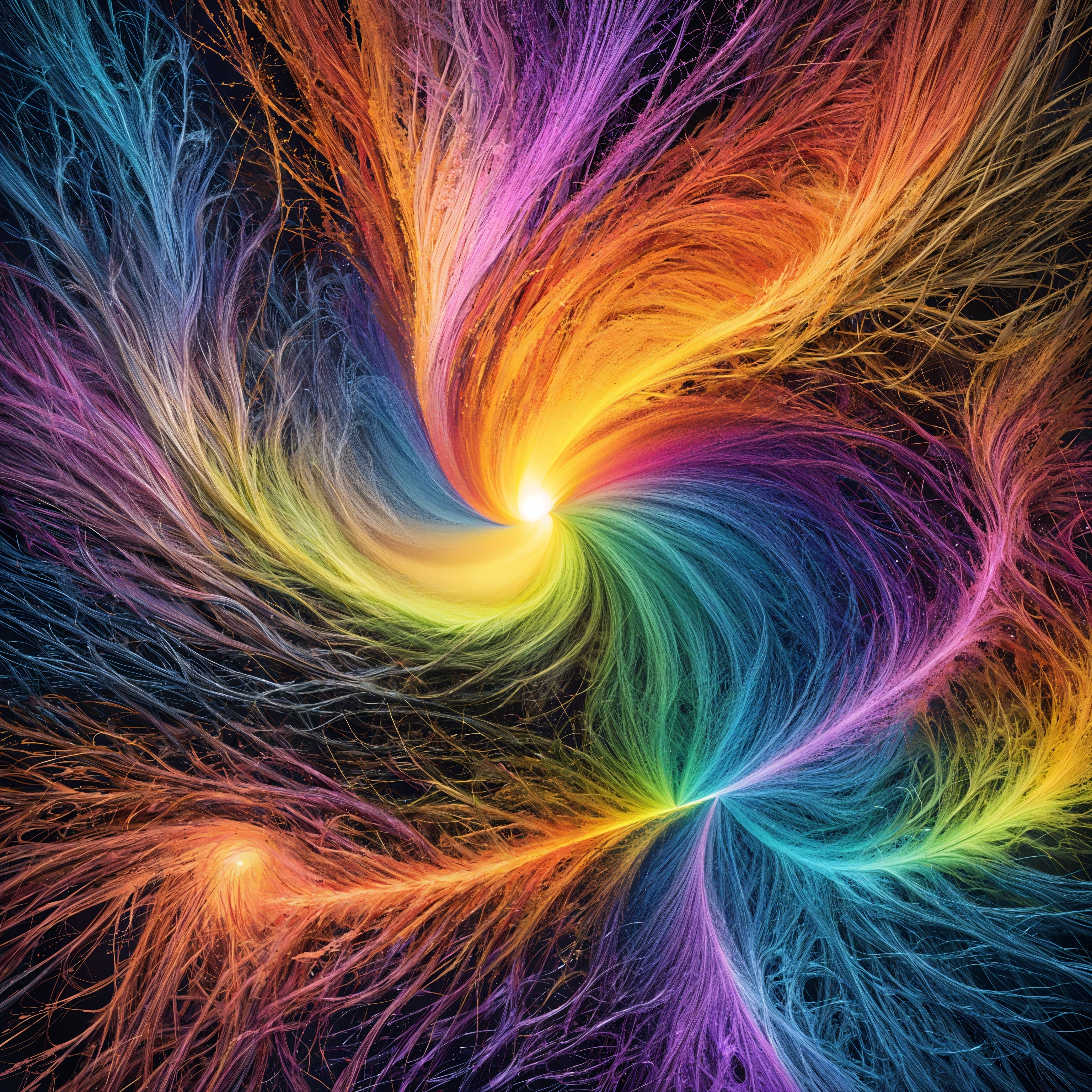 Vibrant Swirl of Colors with Cosmic Energy Display
