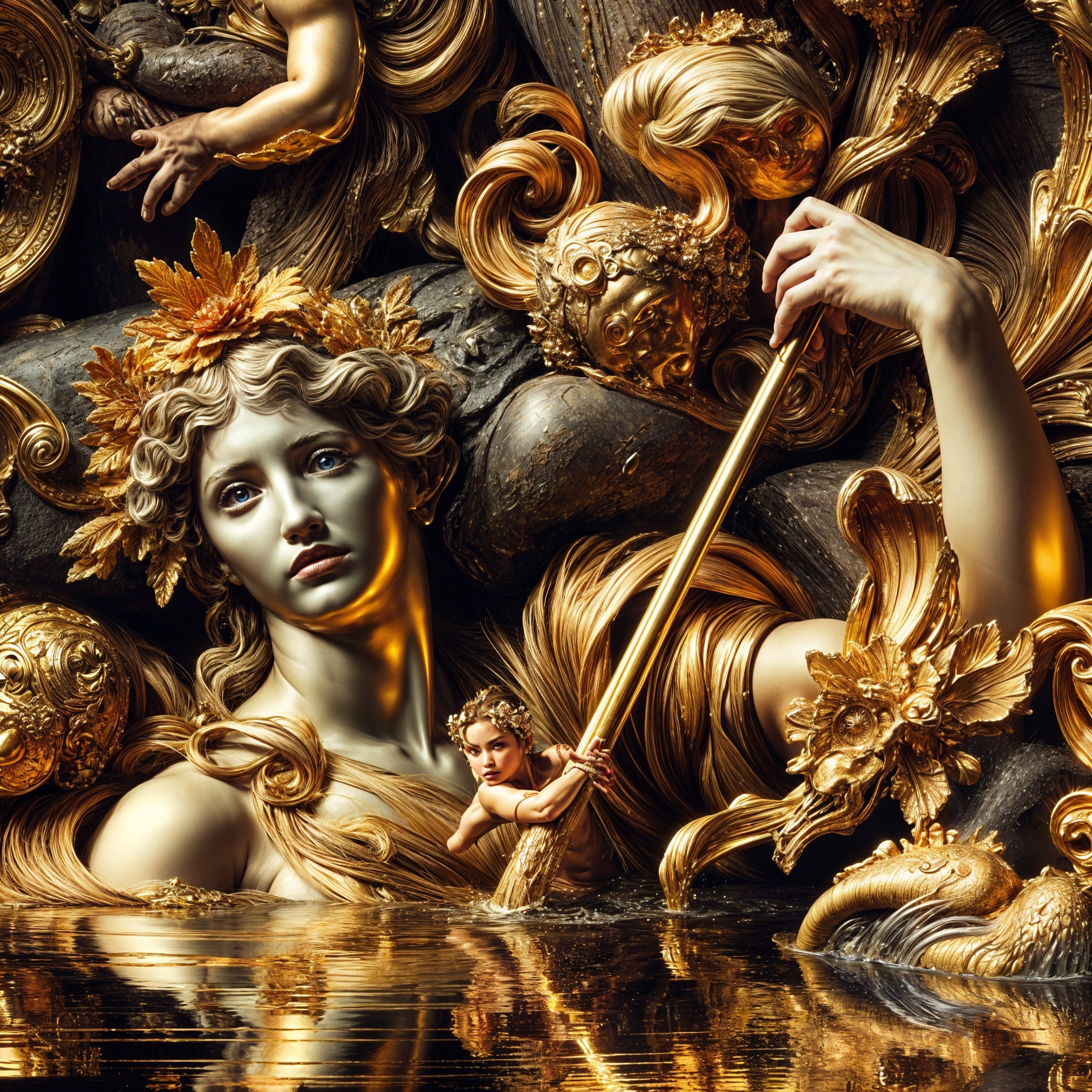 Surreal Composition of a Mythological Goddess Figure