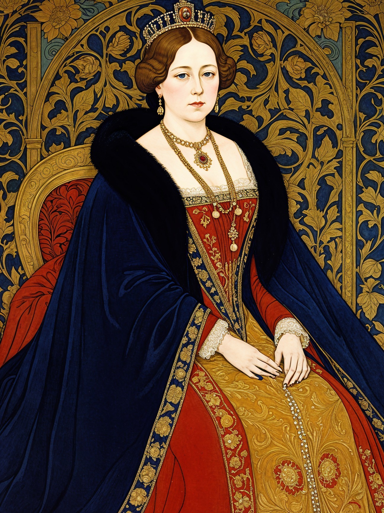 Regal Woman in Elaborate Historical Attire Portrait