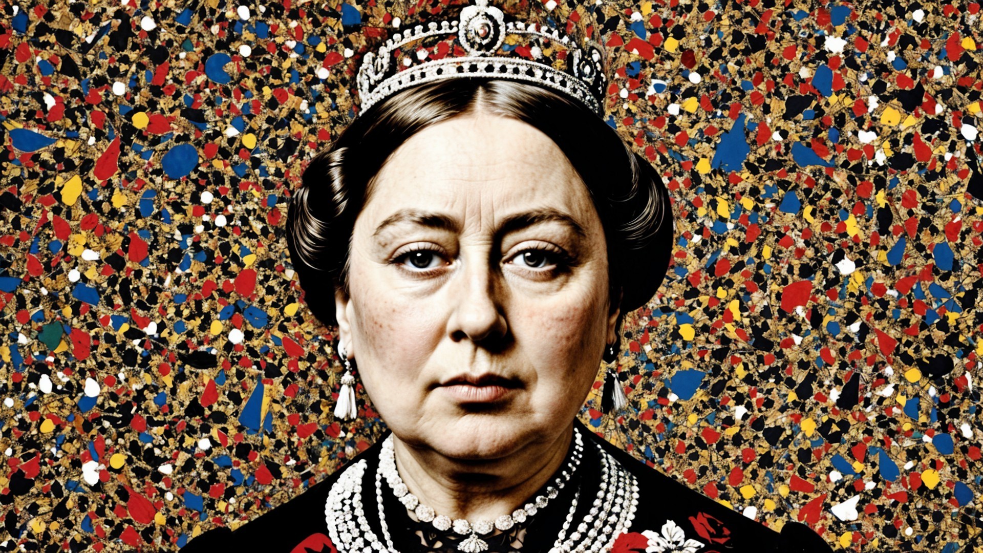 Regal Portrait of Queen Victoria with Abstract Background