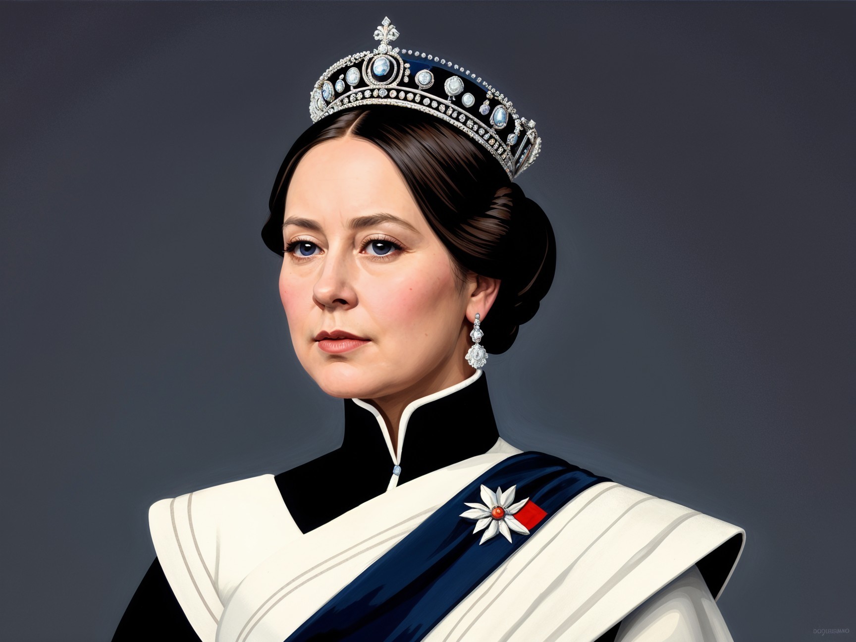 Regal portrait of a woman in a jeweled crown