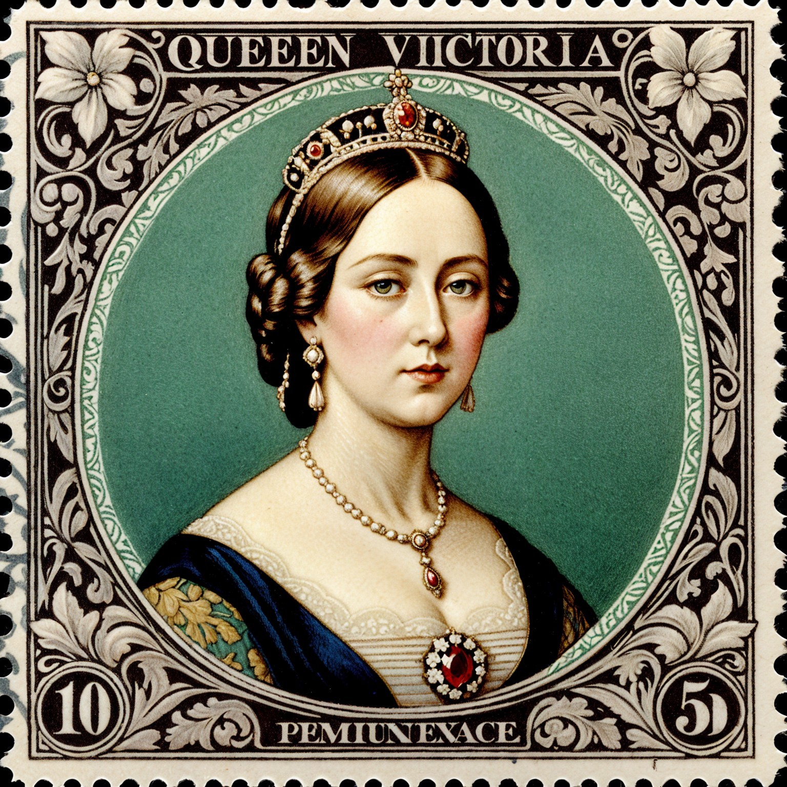 Vintage Postage Stamp of Queen Victoria Design