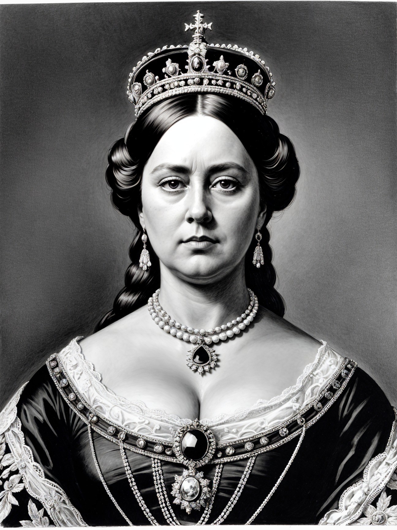 Regal Portrait of a Queen in Monochromatic Style