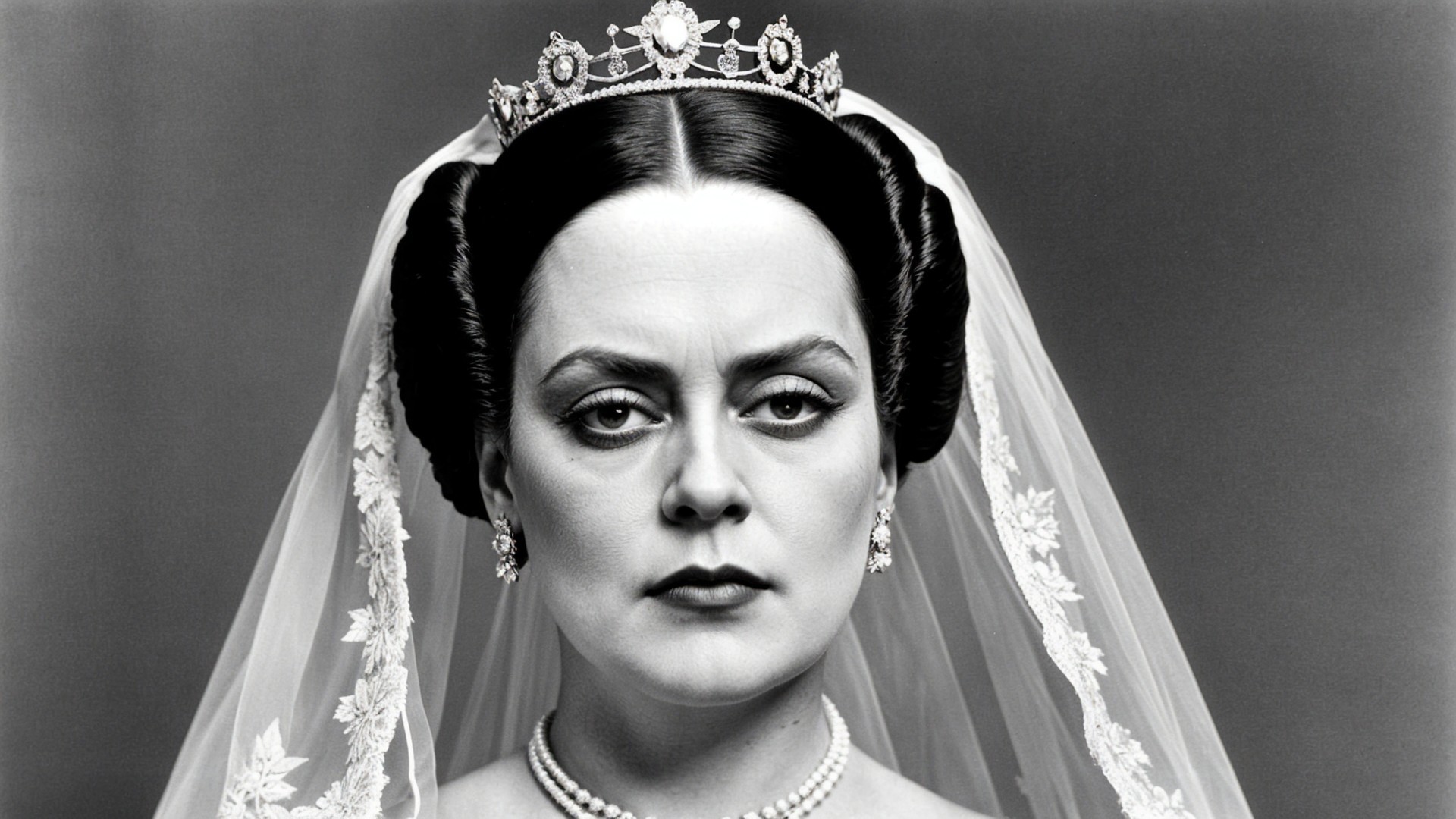 Regal Woman in Elegant Crown and Veil Portrait