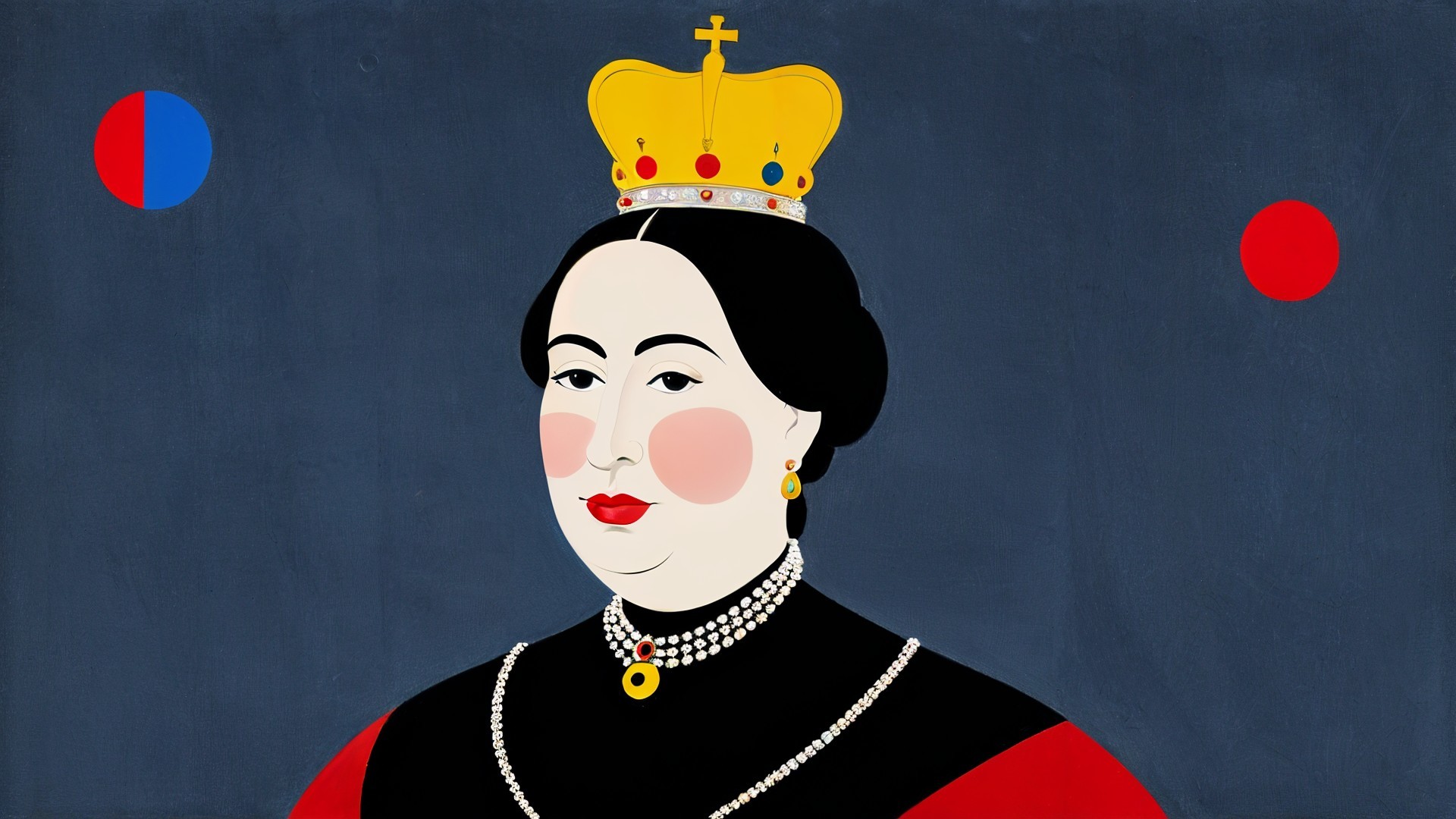 Regal Portrait with Crown and Colorful Background