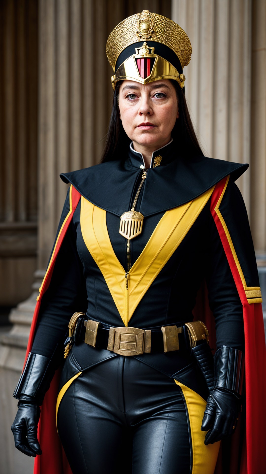 Confident Woman in Superhero-Inspired Costume