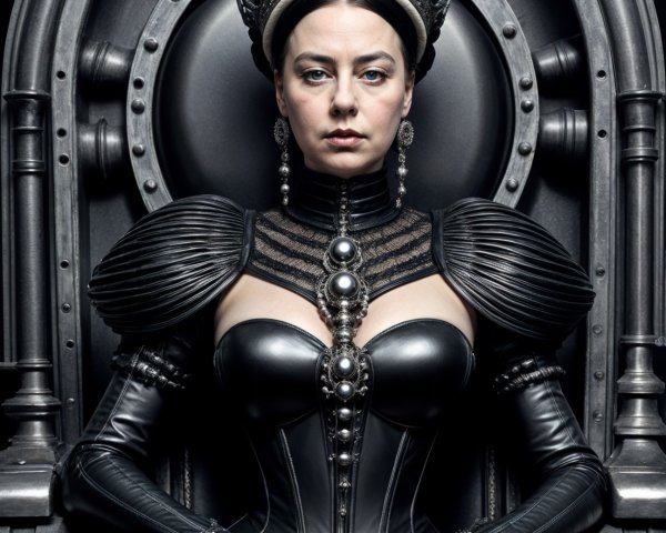 Regal Figure on Gothic Throne in Dark Lighting