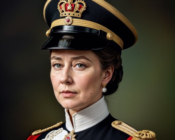 Formal Military Uniform with Decorative Hat and Epaulettes