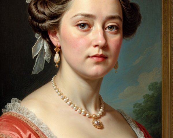 Historical portrait of a young woman in elegant gown