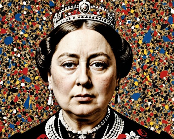Regal Portrait of Queen Victoria with Abstract Background