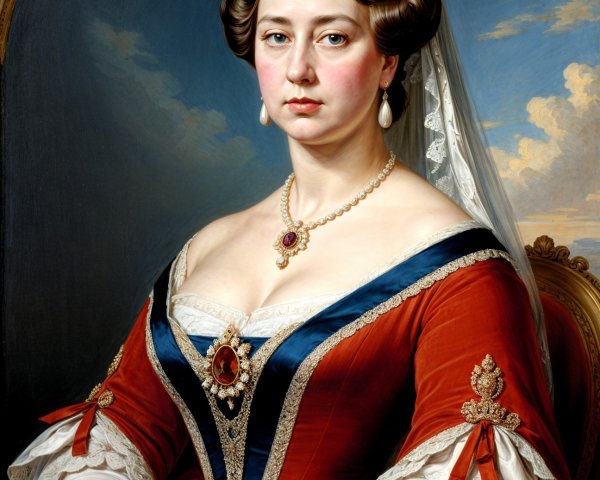 Regal Woman in Lavish Gown with Elegant Accessories