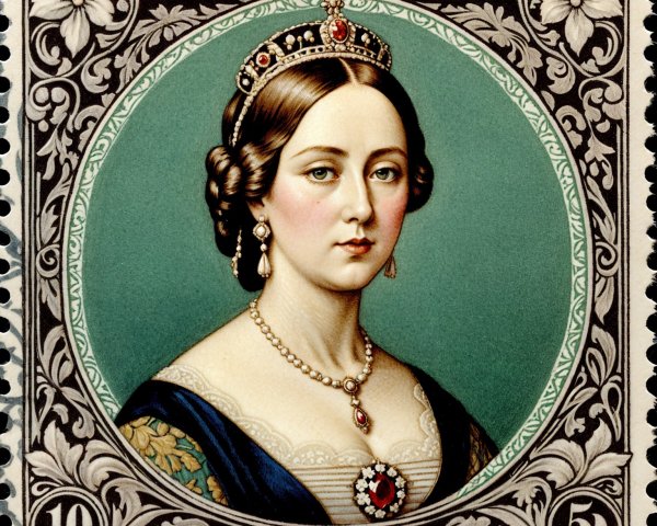 Vintage Postage Stamp of Queen Victoria Design