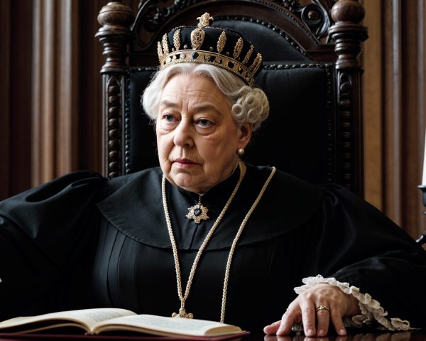 Regal Figure on Ornate Throne in Dimly Lit Room