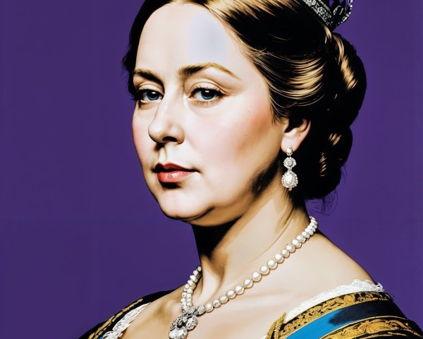 Regal Woman in Floral Gown and Jeweled Crown