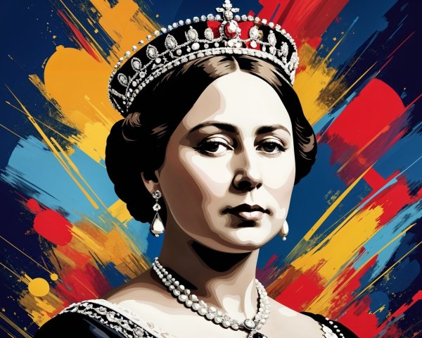 Regal portrait of a woman in crown and jewelry