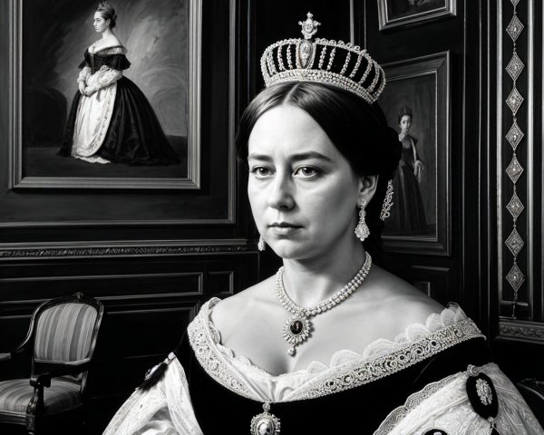Regal Woman in Historical Attire in Lavish Room