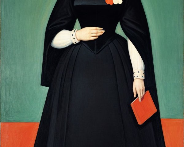 Regal Woman in Elegant Black Gown and Crown