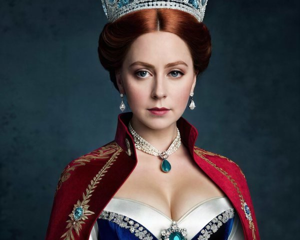 Close-Up Portrait of a Woman in Royal Attire