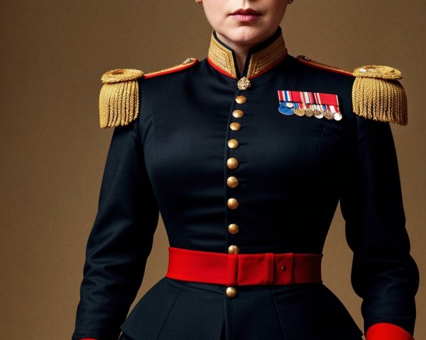 Ceremonial Military Uniform with Red and Black Colors