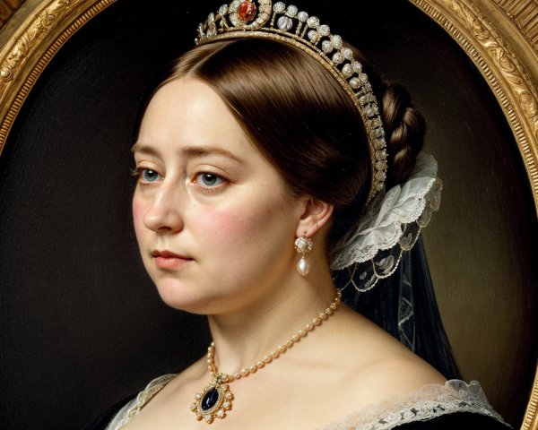 Formal portrait of a regal woman in elegant attire