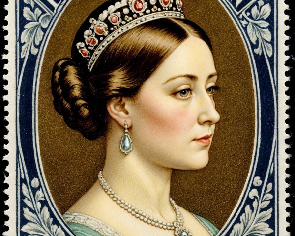 Vintage Postage Stamp of Regal Woman in Profile