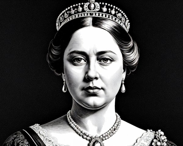 Regal Black and White Portrait of Noble Woman