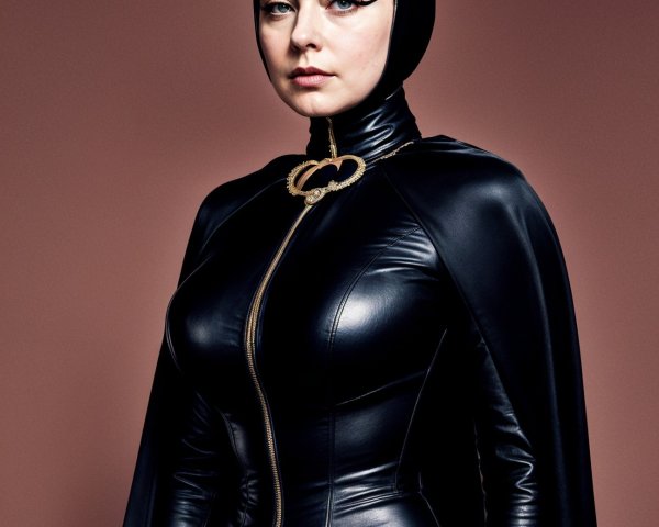 Confident Figure in Black Cat-Themed Costume