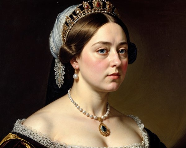 Regal Portrait of Woman in Lavish Historical Gown