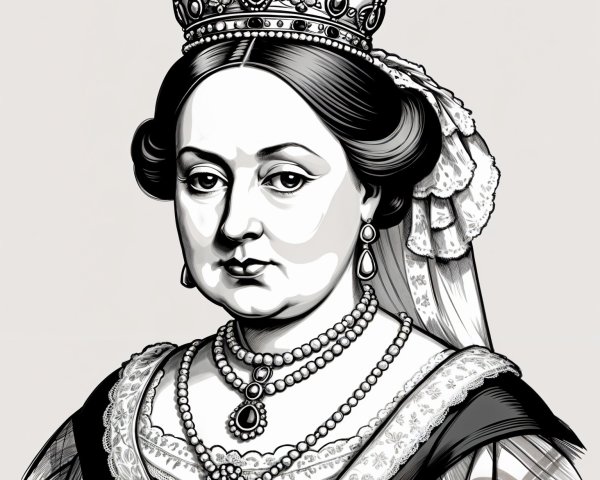 Regal Illustration of a Queen in Monochromatic Style