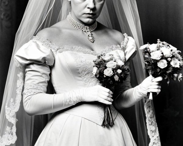 Vintage Wedding Dress with Lace and Voluminous Sleeves