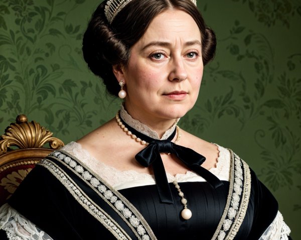 Regal Woman in Historical Attire with Elegant Dress