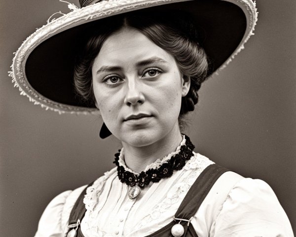 Vintage Fashion Portrait of Woman in Historical Attire