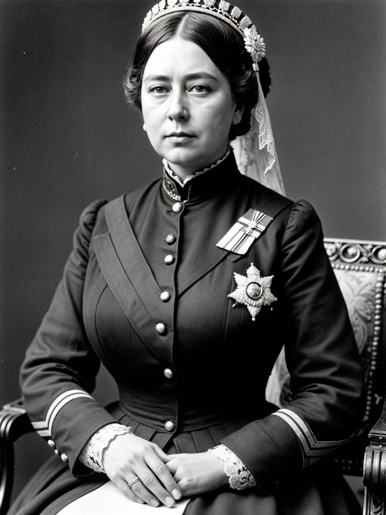 Formal Portrait of Woman in Military Uniform