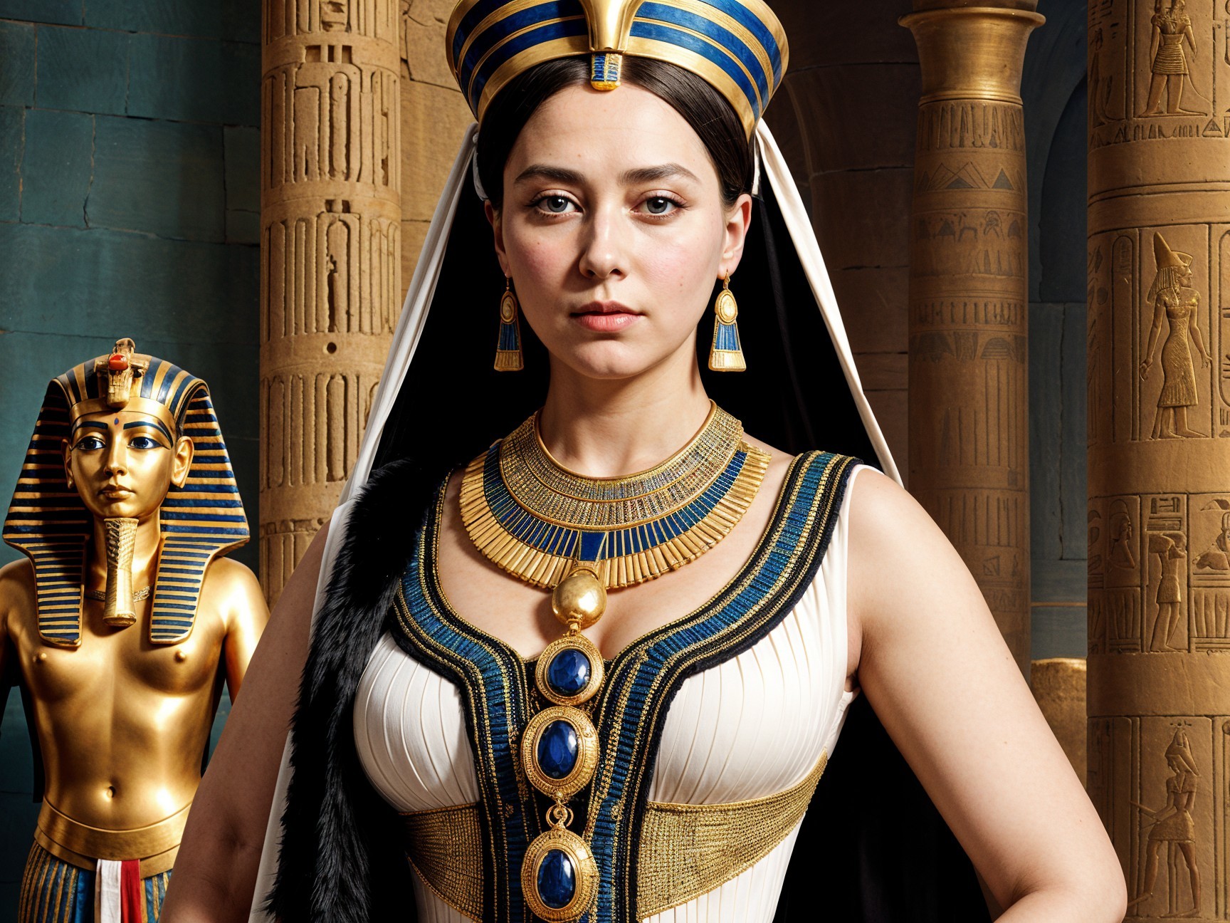 Regal Figure in Ancient Egyptian-Inspired Attire
