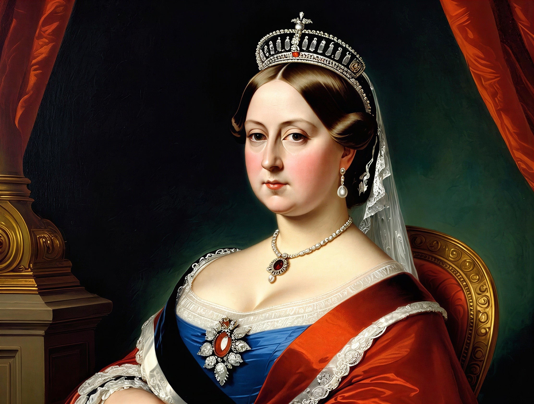 Oil Painting Portrait of Young Queen Victoria