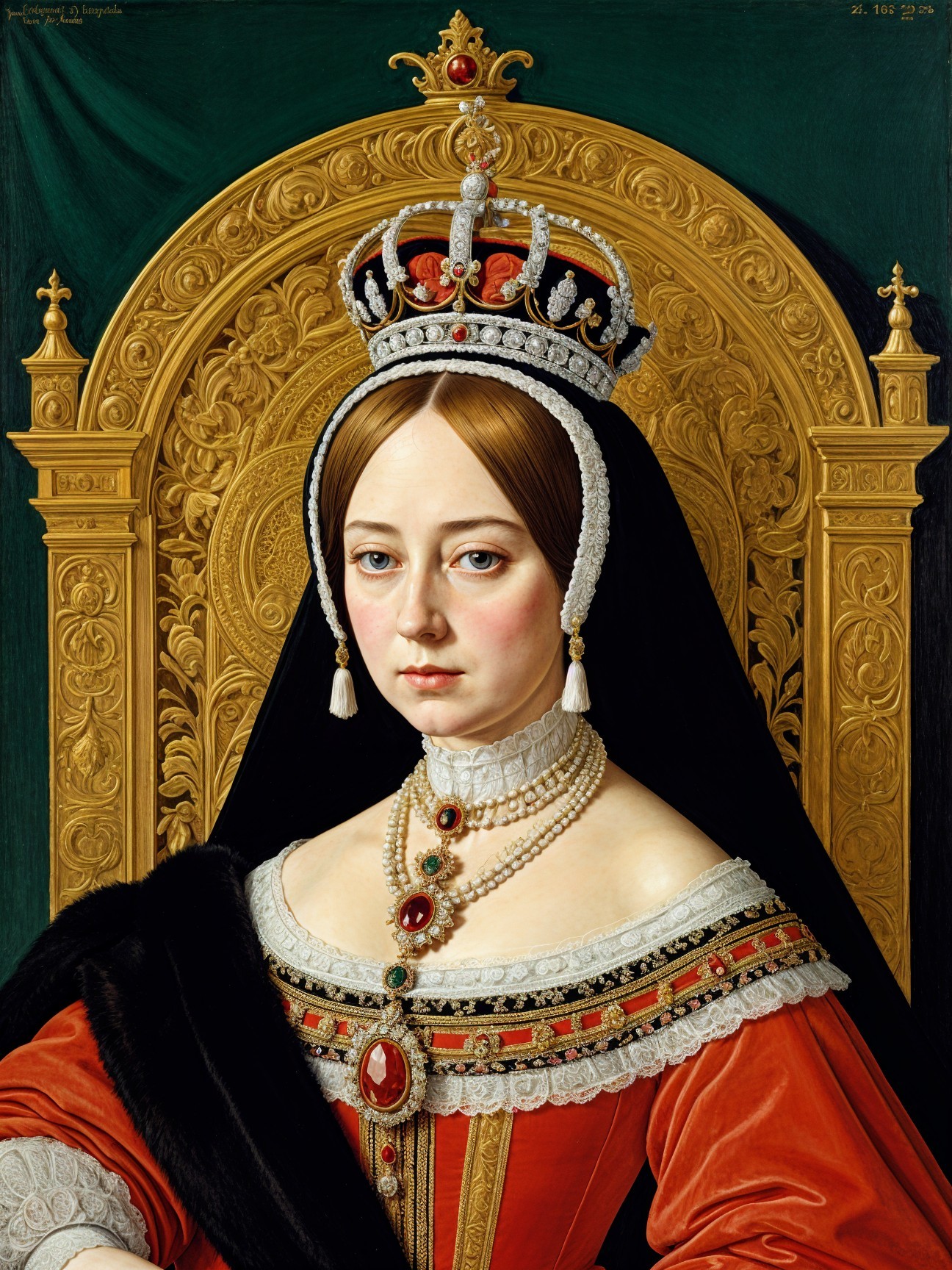 Renaissance Portrait of a Young Woman in Velvet Gown