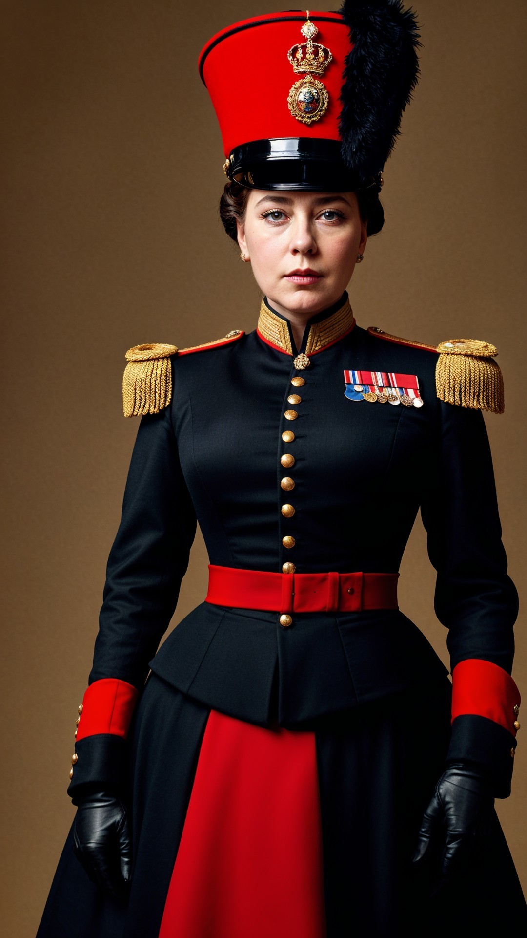 Ceremonial Military Uniform with Red and Black Colors